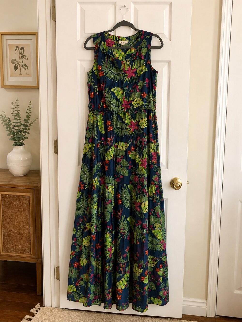 Style & Co Tropical Floral Maxi Dress Sleeveless Resort Vacation Size Medium